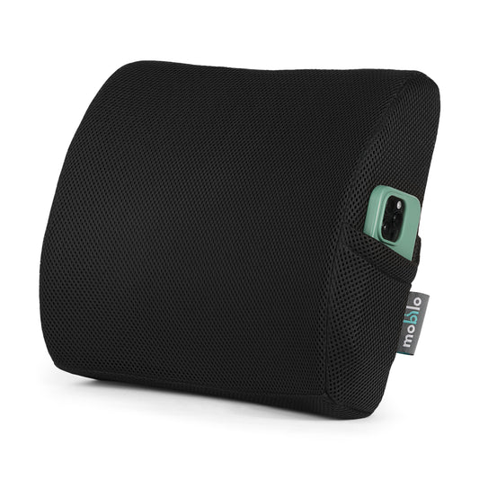 MOBILO Lumbar Support Pillow - Non-Slip Memory Foam Back Cushion for Car, Office Chair & Travel